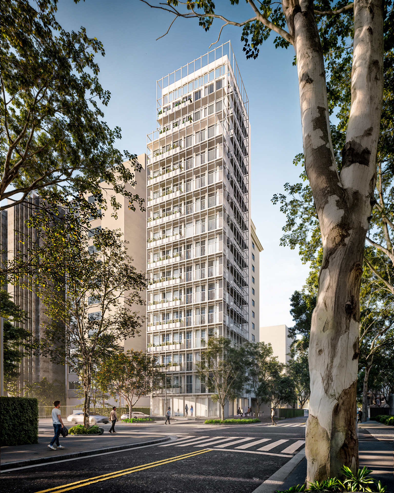 Edifício Loeb on a tree-lined street