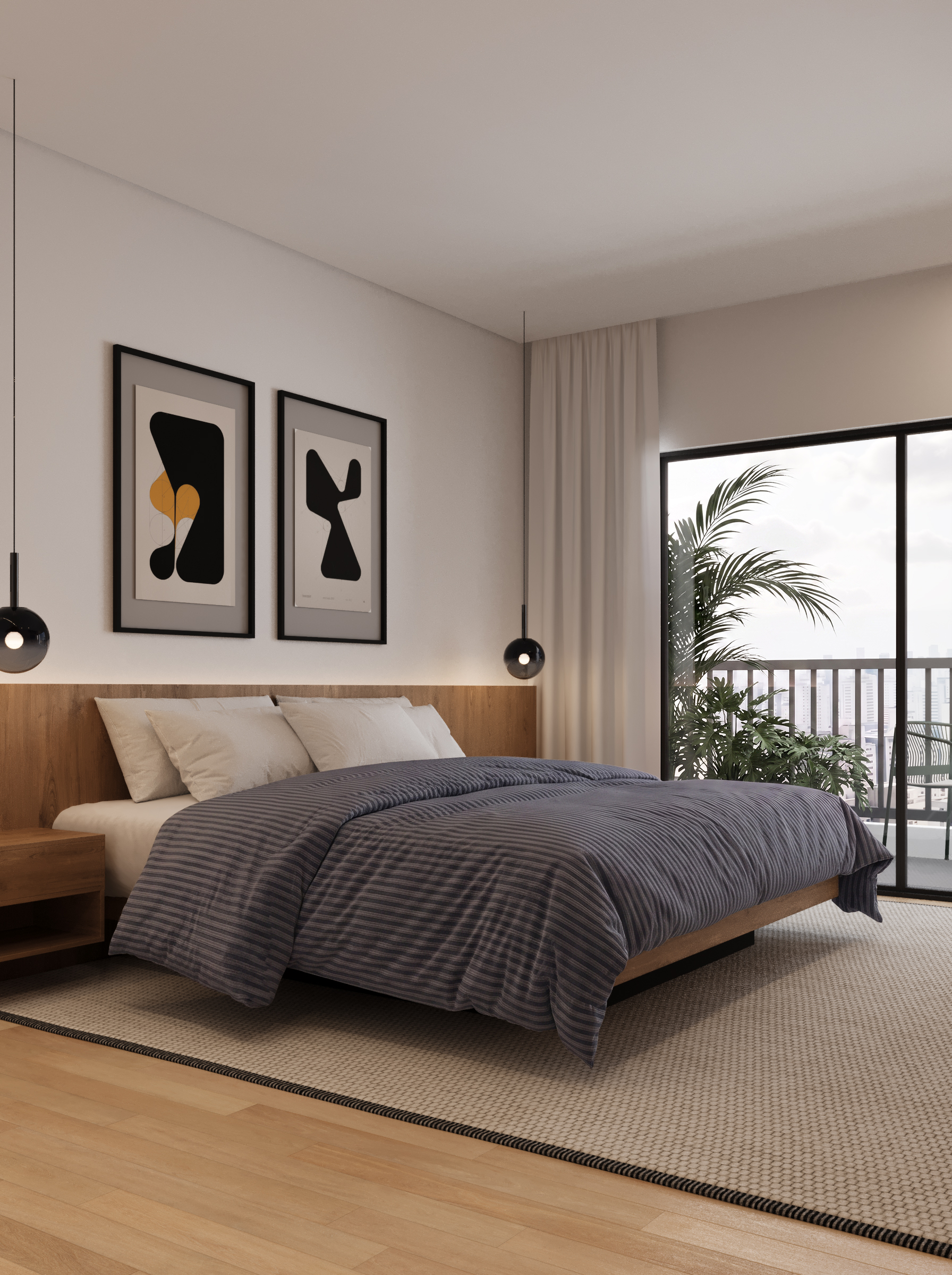 Bedroom with a balcony