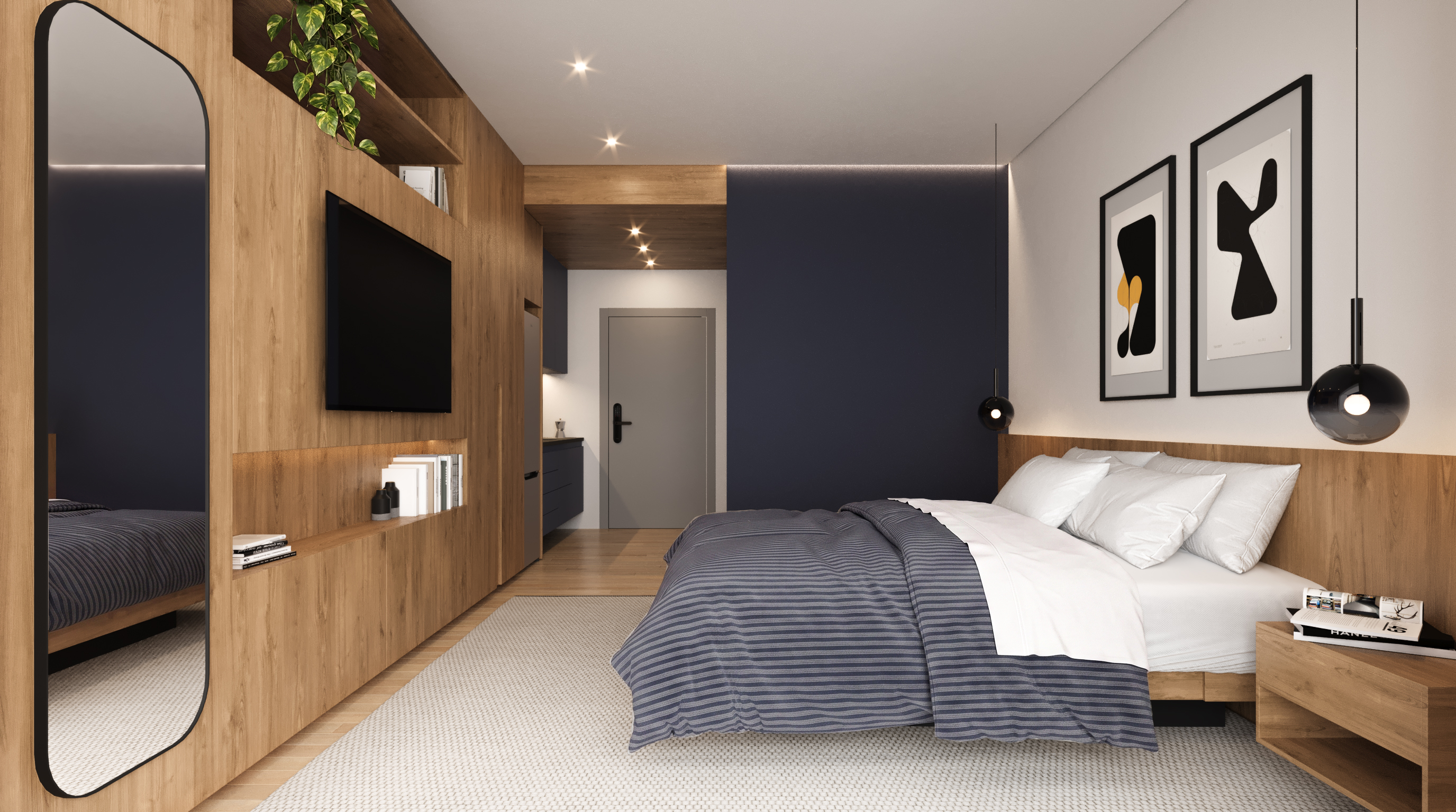 Bedroom and living area